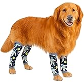 Petwarm Dog Recovery Leg Sleeves 4pcs Set Astronaut Print – Soft Anti-Lick Joint Support Wraps for Medium & Large Dogs, Cone-Free Surgery Protection, Grey, L
