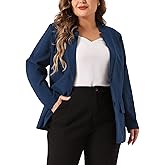 Agnes Orinda Plus Size Business Suit Blazer for Women Button Long Sleeve Office Work Blazer Jacket