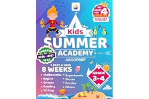 Kids Summer Academy by ArgoPrep - Grades 3-4: 8 Weeks of Math, Reading, Science, Logic, Fitness and Yoga | Online Access Incl