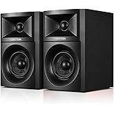 Sanyun SW203 4.0 Computer Speakers - 60W 4-Way DSP Control 3D Immersive Sound - 3" Carbon Fiber Woofer & 20mm Silk Dome Tweeter - 24bit DAC USB/Bluetooth 5.4/AUX - Studio-Grade Audio (Pair, Black)