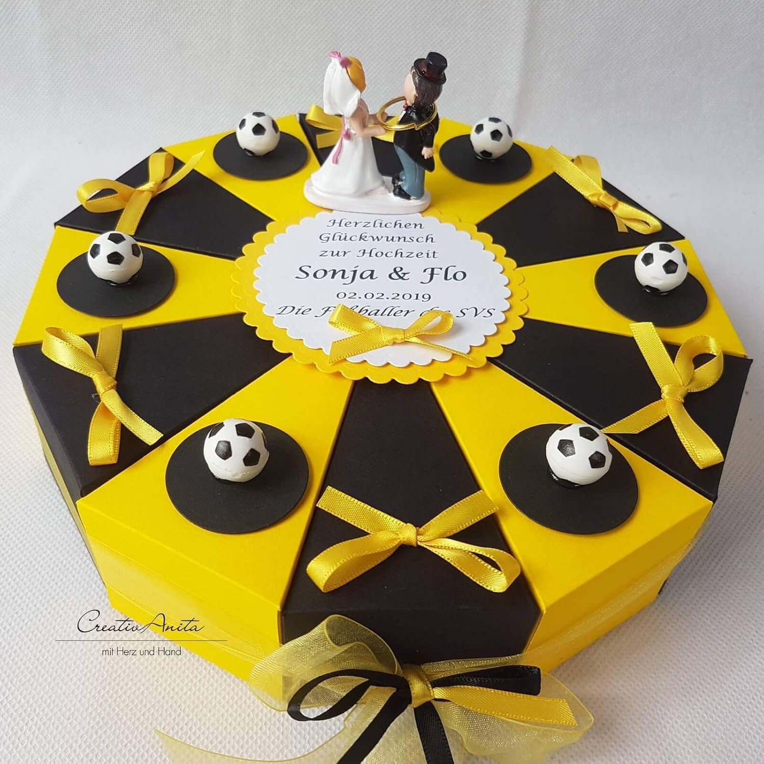 Schachteltorte Fussball Gelb Weiss Geldgeschenk Torte Hochzeit Geschenkidee Partygeschenke Schreibwaren Partybedarf