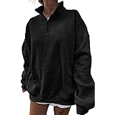 Avanova Women Quarter Zip Pullover Oversized Tunic Sweatshirt Long Sleeve Shirt