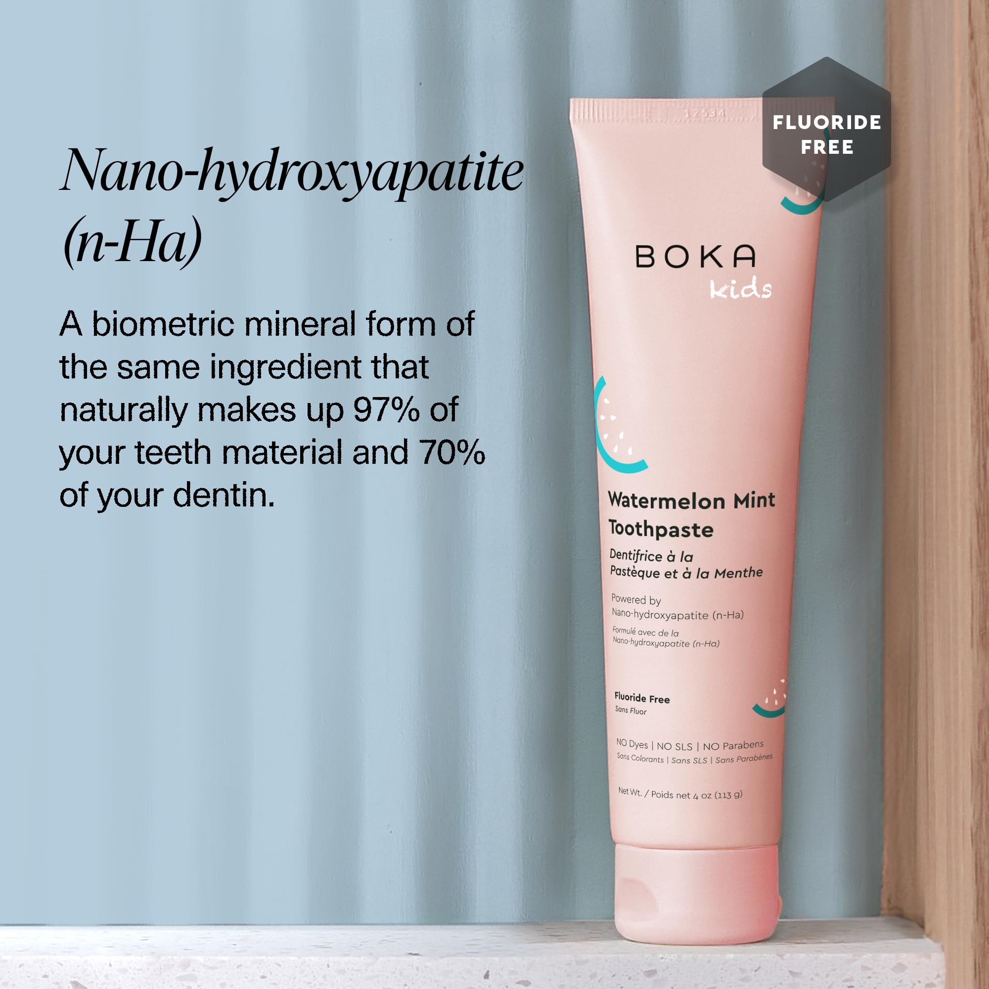 Boka Fluoride Free Toothpaste Nano Hydroxyapatite Toothpaste - Watermelon Mint Flavor, 4 oz 1Pk US Manufactured