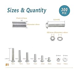 Kadrick 300 Pcs M4 Screw Assortment Button Head