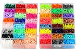 BANCHELLE Fuse Beads Refills 7600 PCS 5 mm Plastic Round Melt Beads 48 Colors Suitable for 5 mm Fuse Bead Board