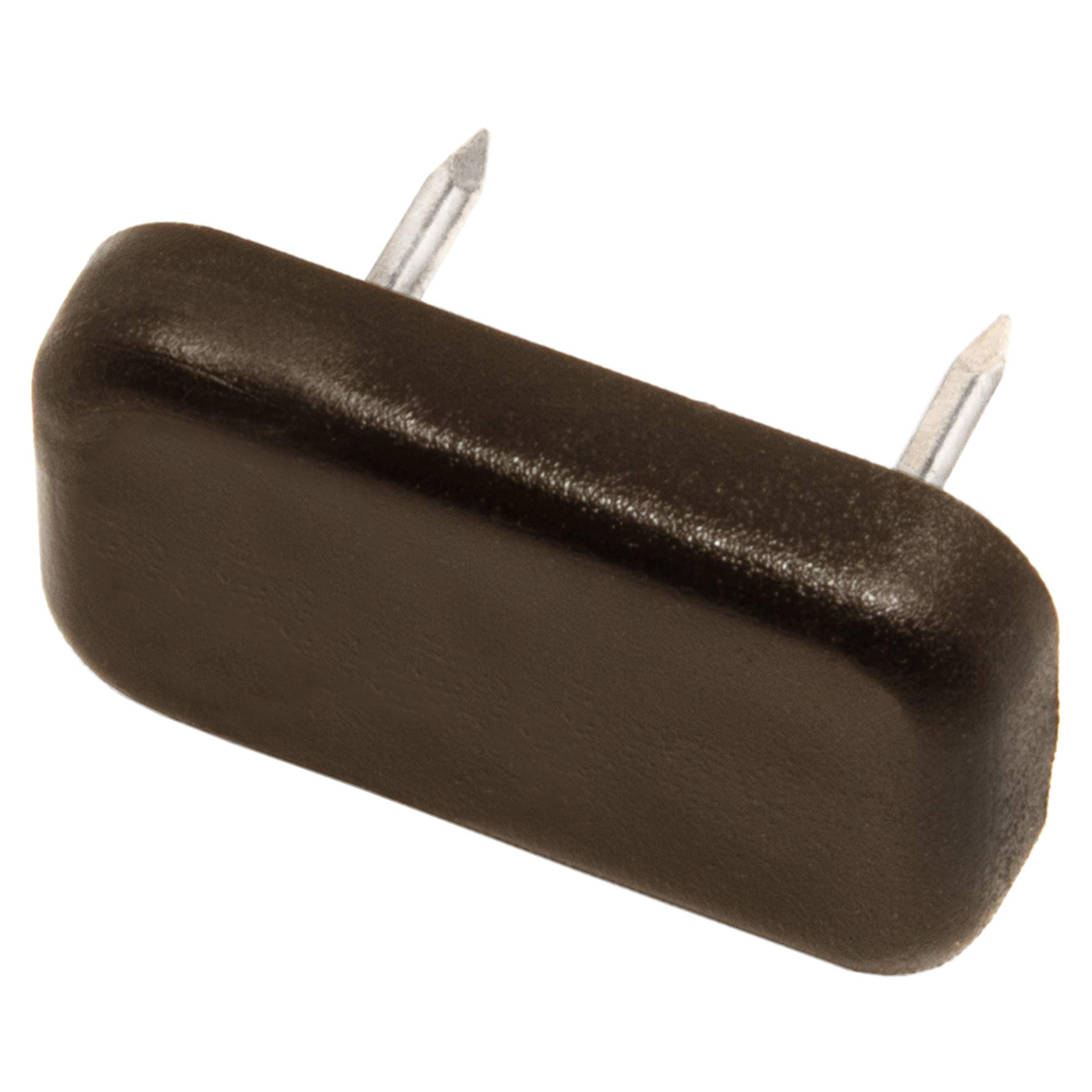 Adsamm® / 16 x Glides in plastic with nail | 0,71'' x 1,18'' (18x30 mm) | brown | angular | Premium quality furniture sliders with nail by Adsamm®