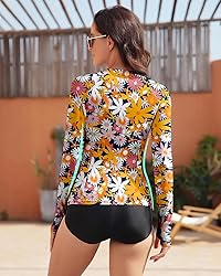 WOWENY Women Rash Guard Long Sleeve Swimsuit Top