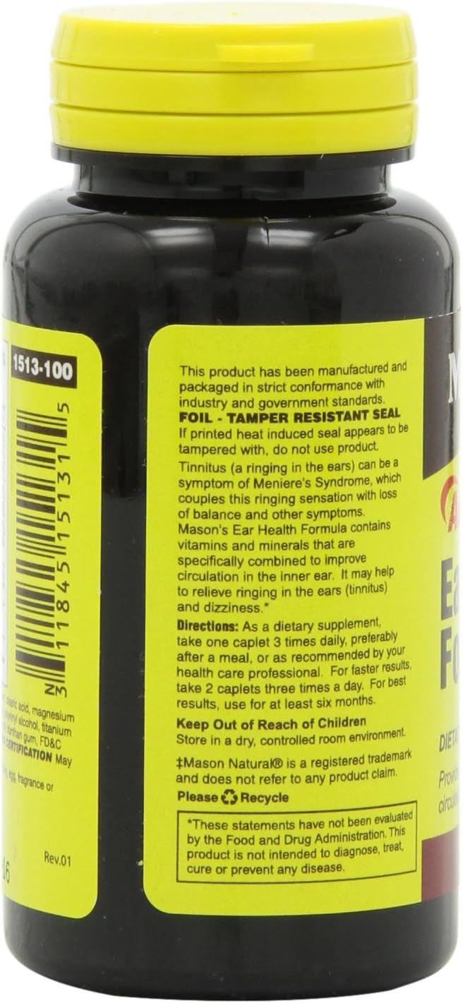 Mason Natural Vitamin Advance Ear Health Formula Caplets, 100-Count Bottle: Health & Personal Care