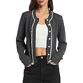 EZAPINE Women Cardigan Sweaters Button Down Sweaters for Women Fall Embellished Crew Neck Rhinestones Cardigans