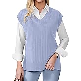 COSSEN Womens Sweater Vest V Neck Sleeveless Knit Casual Loose Pullover Sweater Tops