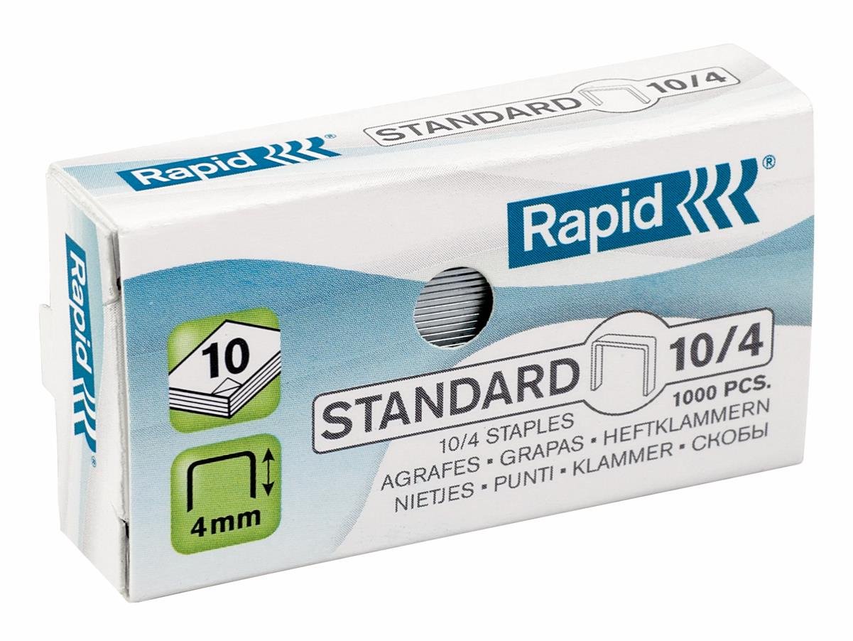 Rapid No. 10 Small Staples, For Stapling up to 10 Sheets, Use with Mini Staplers, Galvanised Wire, Box of 1000, 24862900