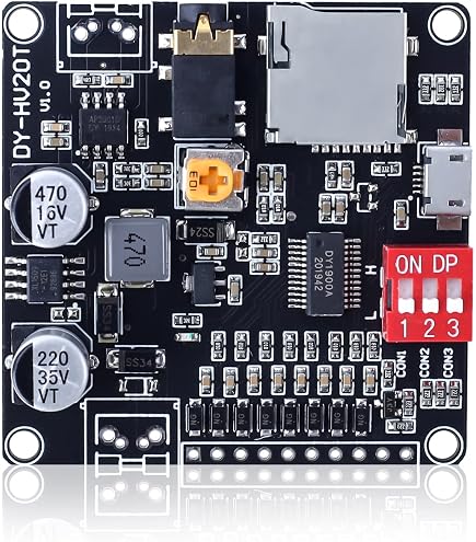 Modulo Riproduzione Vocale DY-SV19T – MP3/WAV 8 Canali, 5W, Scheda TF 32GB, UART, Per Giochi E Cinema