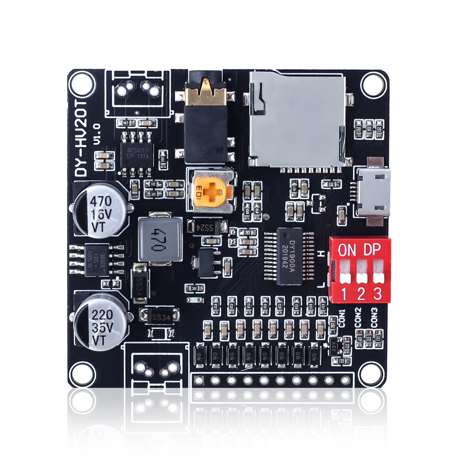 Photo 1 of 20W Voice Playback Module, PEMENOL DC 6-35V Sound Board USB Downloadable Music Player 24-bit DAC Output MP3 WAV Support TF Card 32GB Max for Broadcast Device Electronics Present Halloween DIY