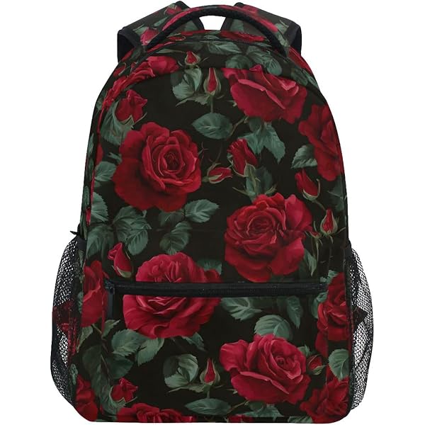 Amazon.com: ALAZA Red Roses Black Backpack for Women Men  display picture 1