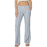Roxy Womens Oceanside Pant, Linen, Pockets Comfortable Breathable Summer Beach Cover Up Elastic Drawstring Waist