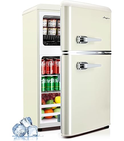 ★ FRIPIER_vintage_★ Amazon.com: Anypro Fridge with Freezer, 3.2 Cu.Ft Retro Double
