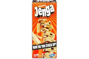 Jenga Classic Game with Genuine Hardwood Blocks, Stacking Tower Game for 1 or More Players, Kids Ages 6 and Up
