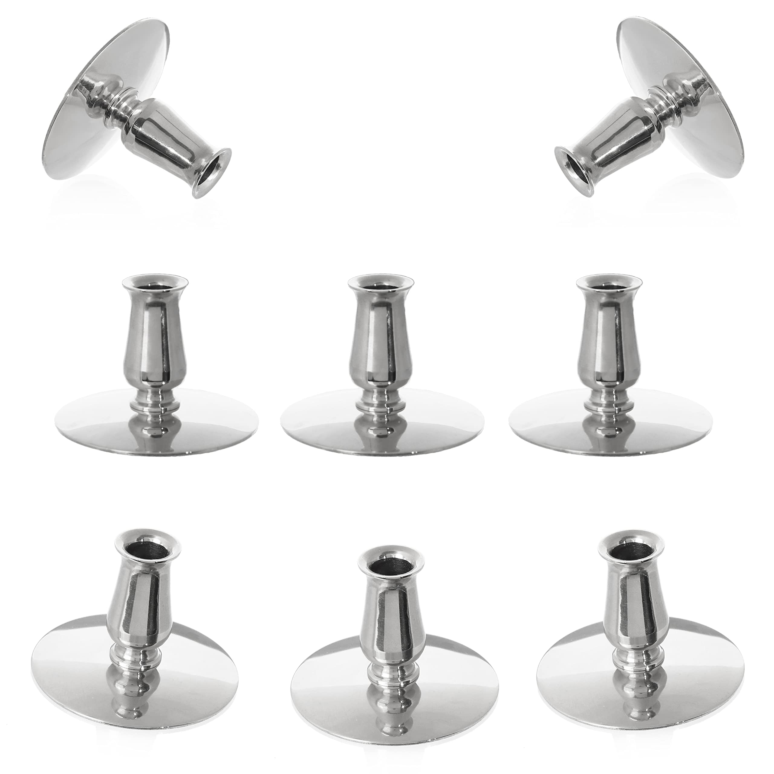 NKlaus 8x Candlesticks Brass nickel plated Candlesticks Thin Altar Candles Up to Ø0,9cm Wedding 6732