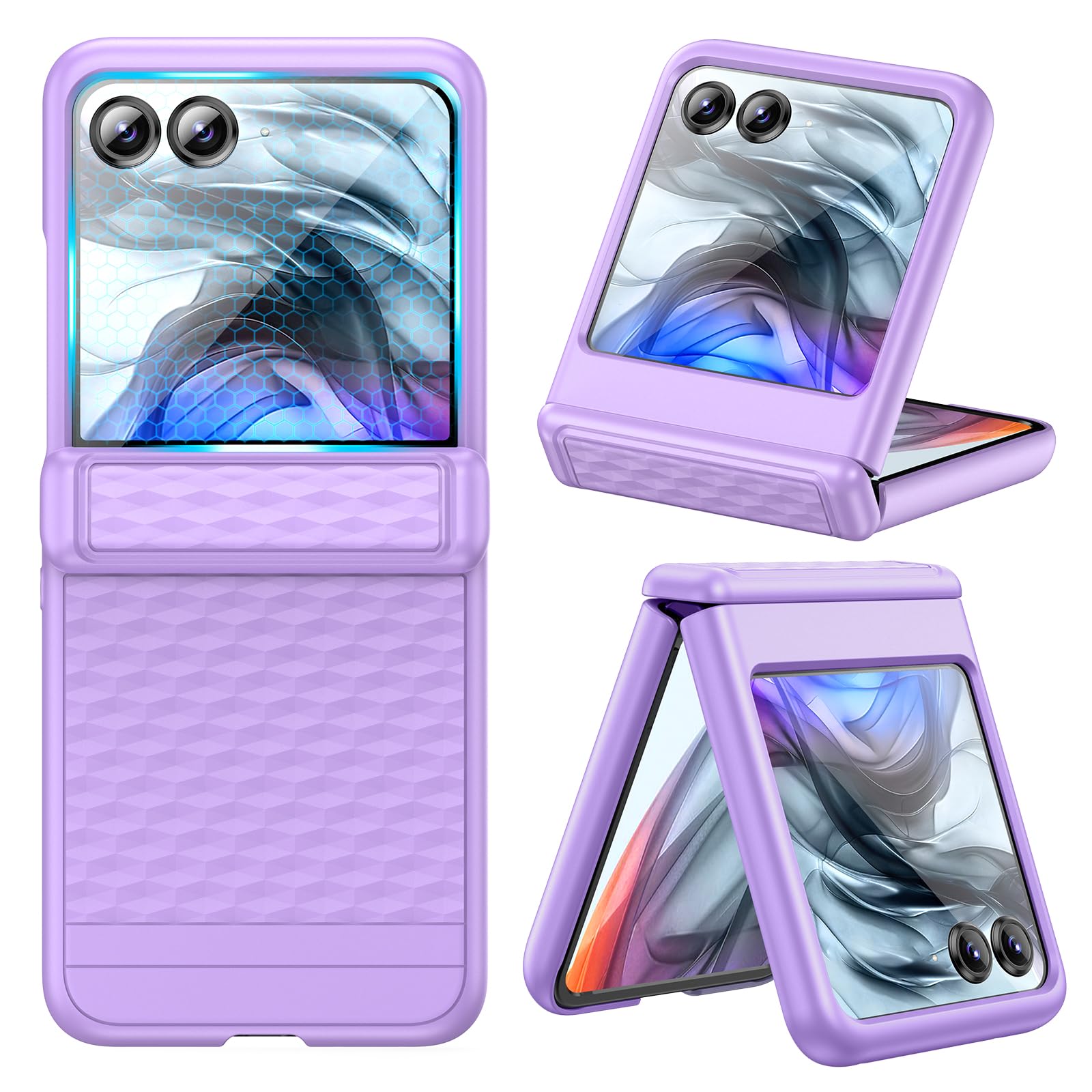 VEGO for Motorola Razr 2024 Phone Case, with Built-in Screen Protector[Not Fit Razr+2024][Anti-Scratch&No-Slip]Full-Body Protective Shockproof Case with Hinge Protection for Moto Razr 2024/2025-Purple