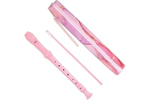 Hennaja Recorder Instrument for Beginner Adults,8-Hole Soprano Descant Recorder Music Flute with Cleaning Rod & Case Bag For Home Entertainment(2-Pink Splash-ink)