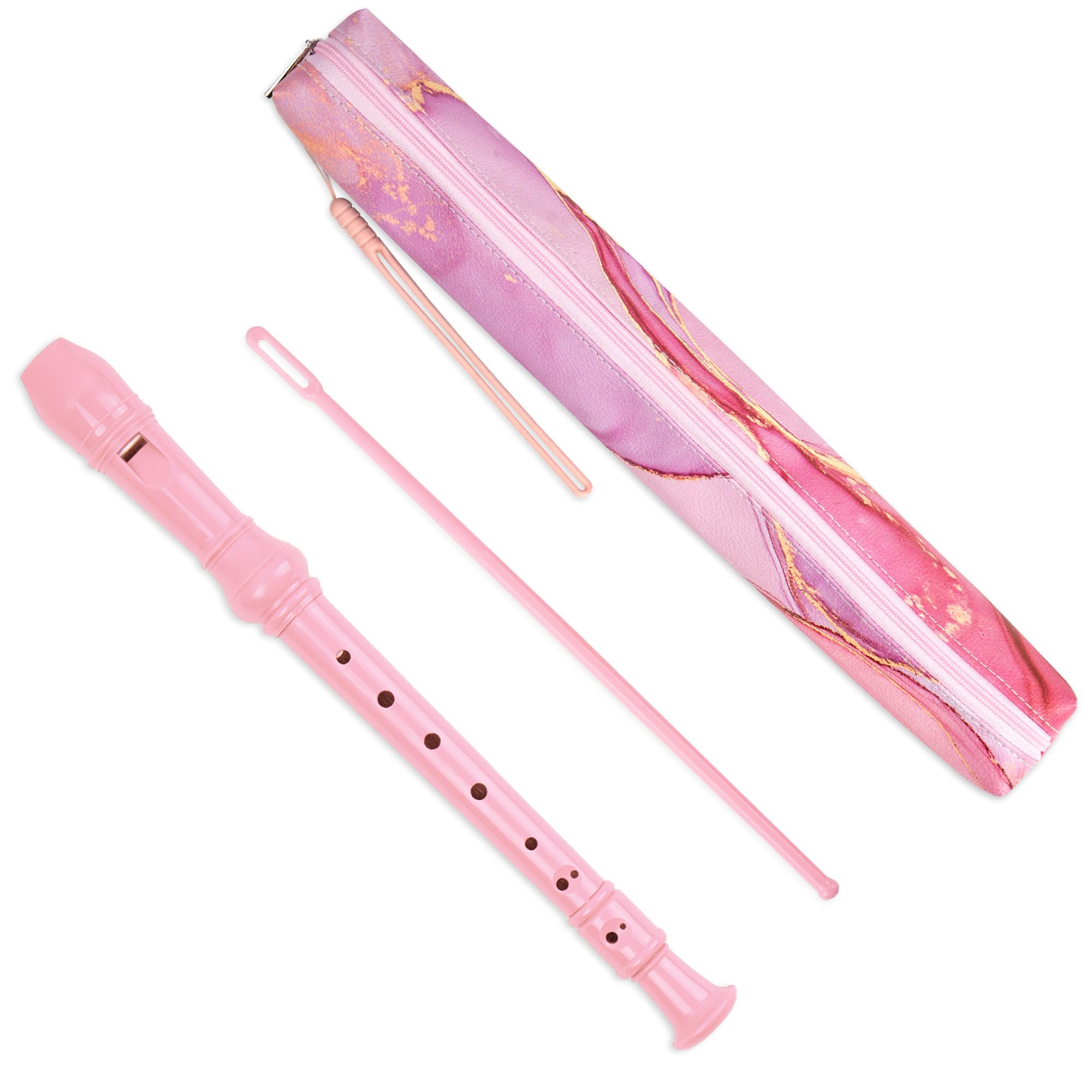 Czzmy Recorder Instrument for Beginner Kids Adults,8-Hole Soprano Descant Recorder Music Flute with Cleaning Rod & Case Bag For School Student Home Entertainment(2-Pink Splash-ink-2)