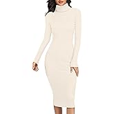 v28 Women Stretchable Knitted Long Sleeve Slim Fitted Ribbed Soft Sweater Dress