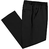 LETAOTAO Men's Big and Tall Cotton Relaxed Soft Fit Twill Pants Elasticized Comfort Waistband with Zipper Fly and Pockets
