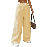 Floerns Women's Plus Size Striped Wide Leg Pants Elastic Waist Casual Loose Trousers