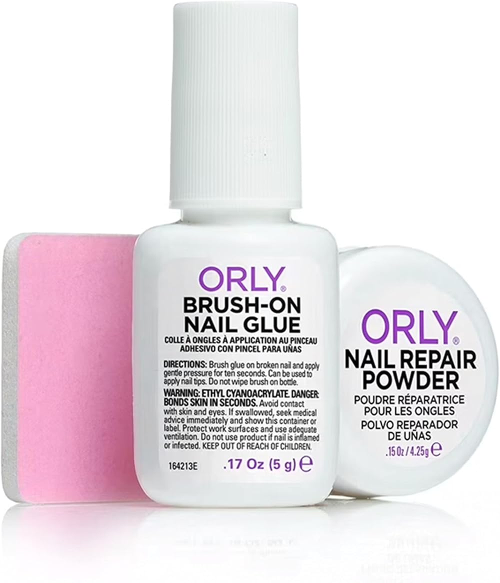 Orly Nail Rescue Kit for Split & Cracked Nails - Glue, Powder & Buffer