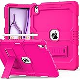 OKP Case for New iPad Air 13 inch M3 (2025), for iPad Air 13-inch M2 (2024), Heavy Duty Shockproof Rugged iPad Air 13'' Protective Cover with Pencil Holder & Built-in Stand, Hot Pink