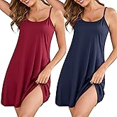 Marvmys 2 Pack Sleeveless Nightgowns for Women Spaghetti Strap Sleep Dress Sexy Sleepwear Short Night Gowns S-3XL