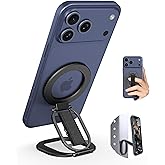 GMETINK Dual-Ring Magnetic Phone Grip & Kickstand, Finger Loop Strap Phone Ring Holder Compatible with MagSafe iPhone 17/16/1