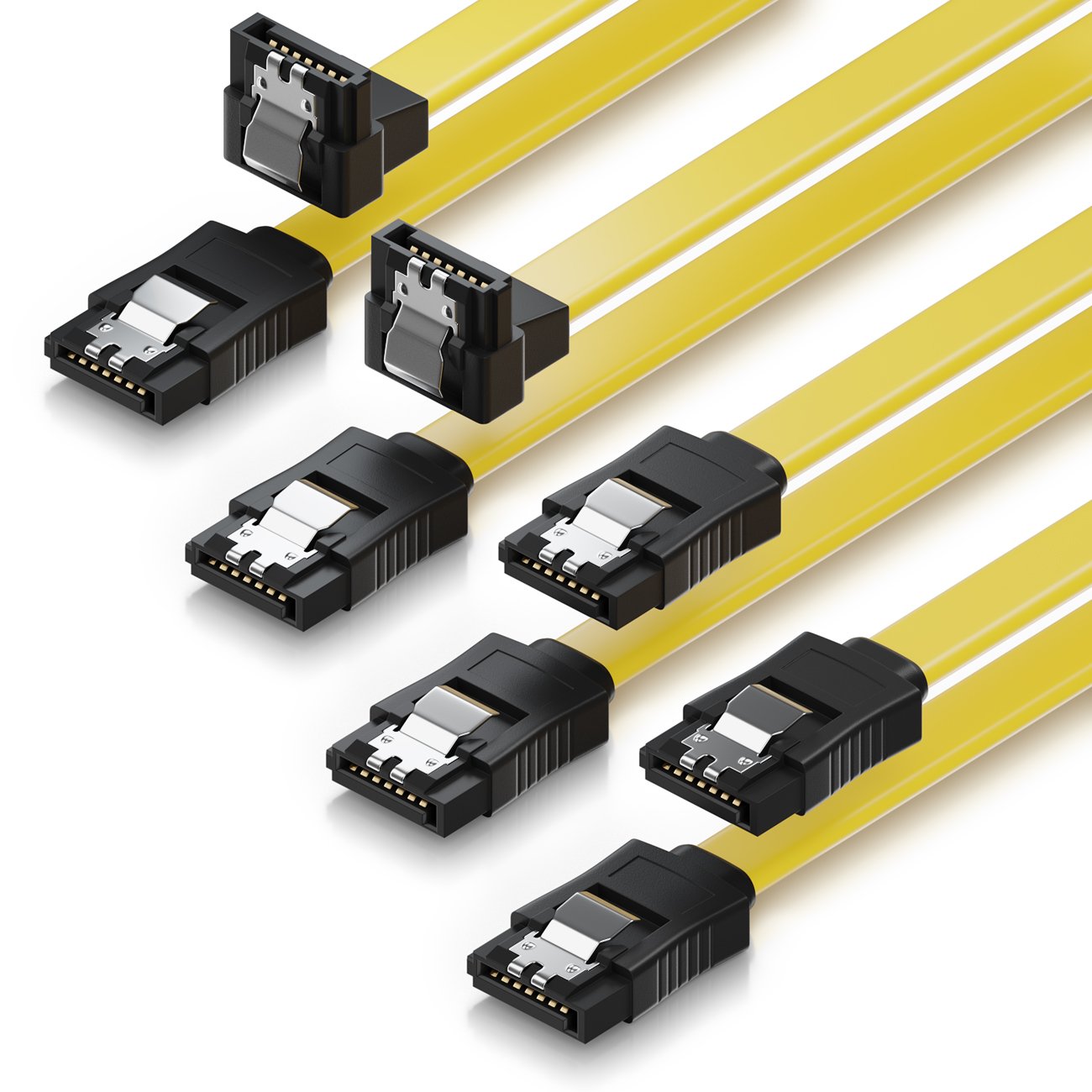 deleyCON SATA Cable + Sets 4x 50cm 2x Winkel - Gelb