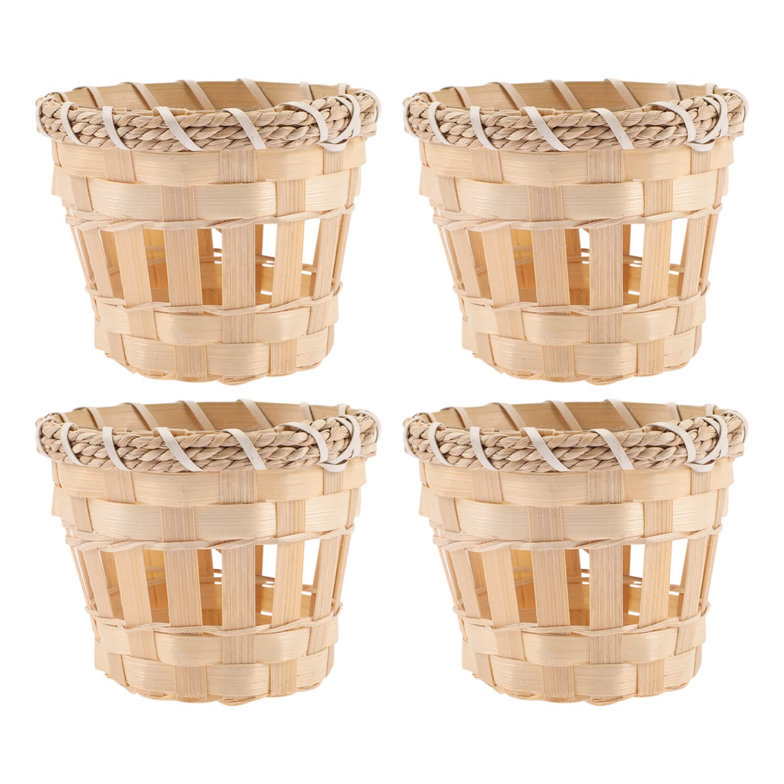 Mobestech Rattan Lamp Shade 4 Pcs Mini Wicker Lamp Shade Woven Chandelier Lampshade Rattan Pendant Light Cover for Ceiling Pendant Lamp Floor Lamp Material