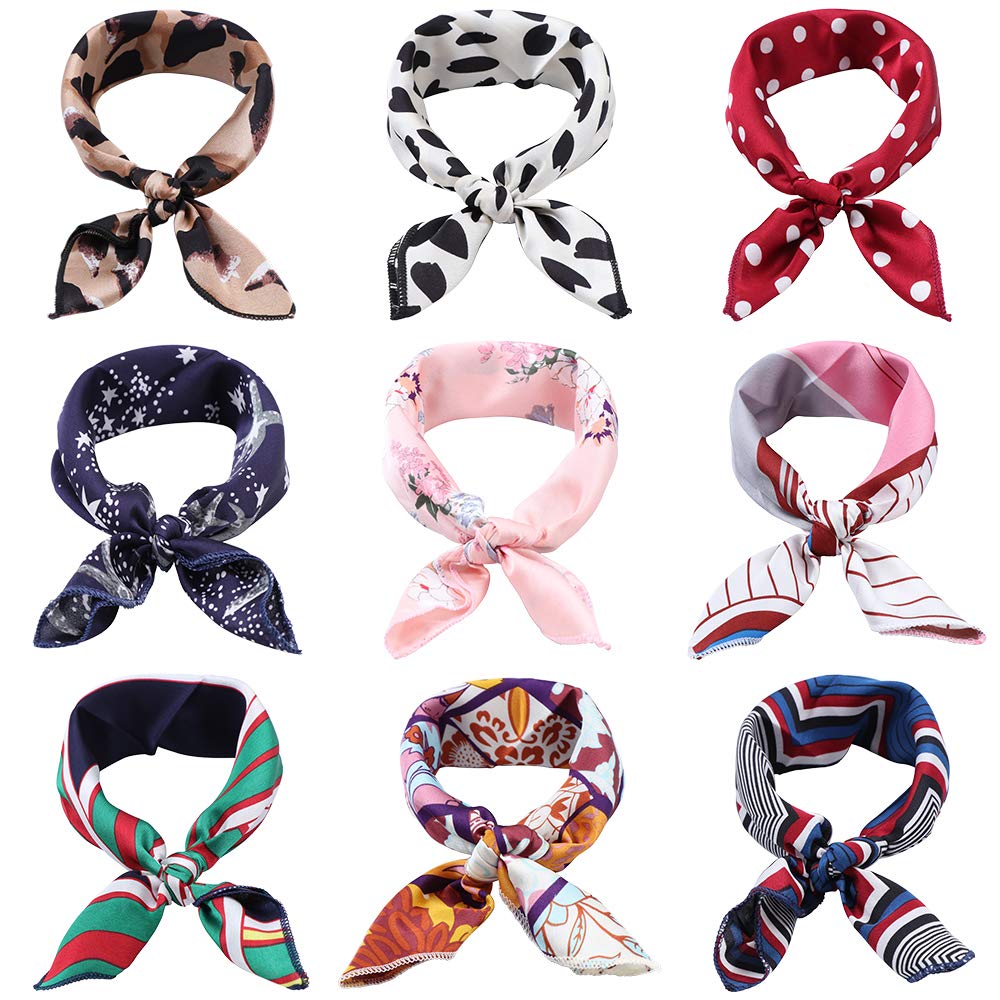 9PCS Square Scarf Fashion Soft Large Satin Hair Scarf Wrap Headscarf Neck Scarves for Women 9PCS Square Scarf Fashion Soft Large Satin Hair Scarf Wrap Headscarf Neck Scarves for Women
