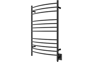 HEATGENE Towel Warmer Wall Mount Electric Plug-in/Hardwired Heated Towel Rack Matte Black