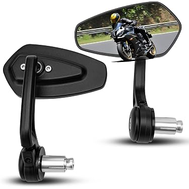 Rétroviseurs Bout De Guidon Moto - Noir, Universel 7/8" | Pour Triumph Speed Triple, Style Bar End Mirror