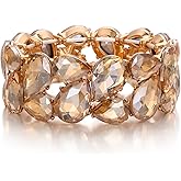 EVER FAITH Wedding Austrian Crystal Elastic Stretch Bangle Bracelet for Bride, Art Deco Elegant Taerdrop Vintage Party Wrist Jewelry for Woman