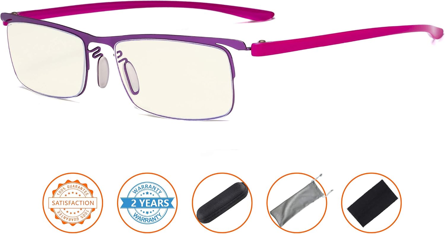 CessBlu Blue Light Filter Reading Glasses Anti UV Rays Blocking Glare Reduce Eyestrain Computer Eyeglasses for Women(Purple)+1.75 - Image 3