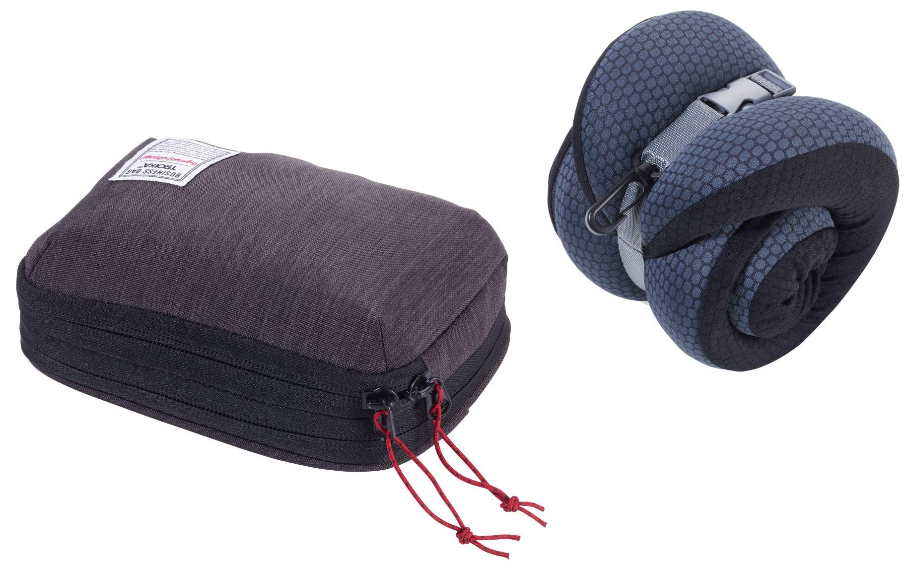 Troika BUSINESS TRAVEL PILLOW – BBG61/GY – Neck pillow in compression bag – can be rolled up to save space – Memory Foam: permanently dimensionally stable – for train, car, plane, sofa – original