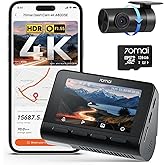 70mai 4K Dash Cam Front and Rear, Built in Wi-Fi 6 & GPS Car Camera, Super Night Vision, ADAS, 3'' IPS Screen, 24H Parking Mode, Time-Lapse, Loop Recording, with 128GB Card (A800SE)