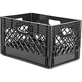 JEZERO 24 Quart Heavy Duty Plastic Crate | Stackable Multi-Purpose Storage Bin for Garage, Home, Office, Groceries, Outdoor, Camping & Kayaking | Black Utility Tote, 19" x 13" x 11"