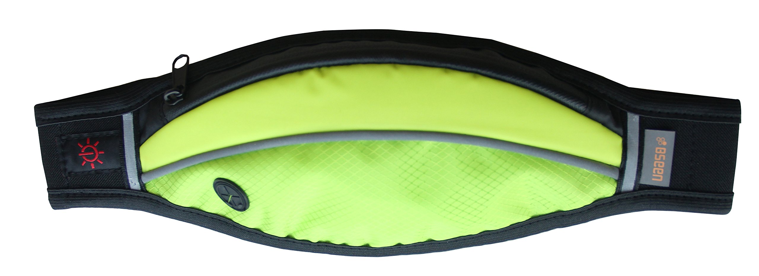 BSeen (TM) Waist Bag with LED Lights- USB Rechargeable Fanny Pack Neon with Earphone Hole, Adjustable for Runner, Women and Men-Holds iPhone 6/6s & Similar Smartphones (Green/Green)