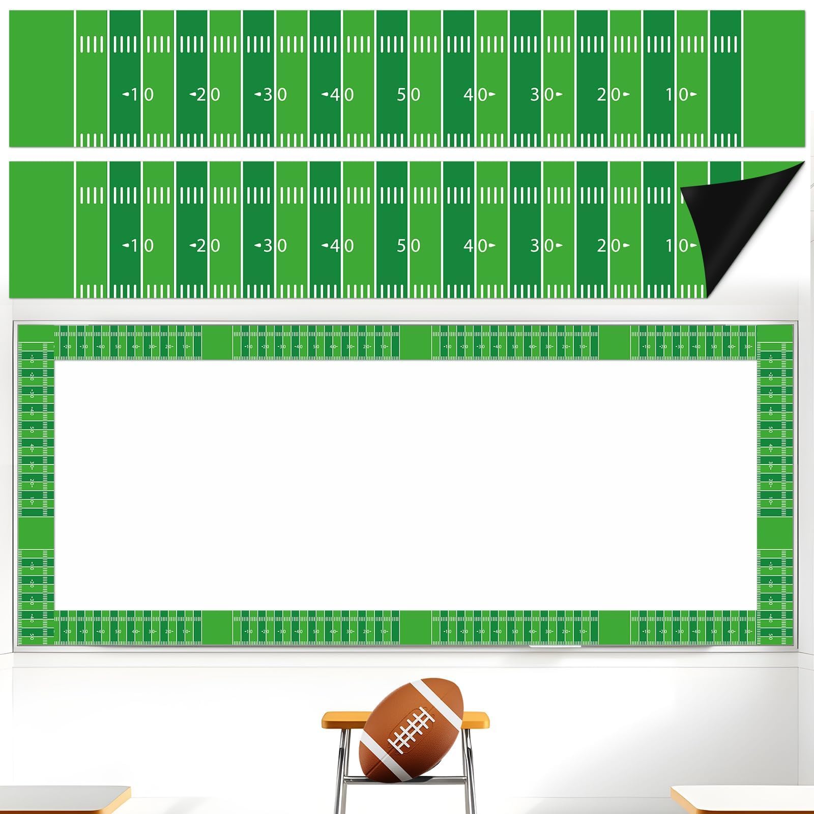 Photo 1 of 30 Pcs Football Field Magnetic Bulletin Board Borders 35Ft Reusable Classroom Magnetic Die Cut Trim Rugby Field Magnet Board Borders Ideal Decorations for Classroom Office & Activity Room Accessories