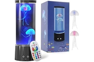 Jellyfish Lamp, KIKILIVE LED Jellyfish Tank Table Lamp with 17 Color Changing, Remote Control, Dimmable Night Light Table Lam