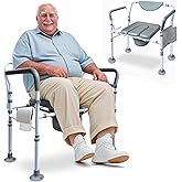 Aliseniors Heavy Duty Bedside Commode, 500lbs Extra-Wide Bariatric Commode Chair for Adults & Seniors, Portable Toilet Seat with Arms, Adjustable Potty Chair Bucket with Lid, Tool-Free Assembly
