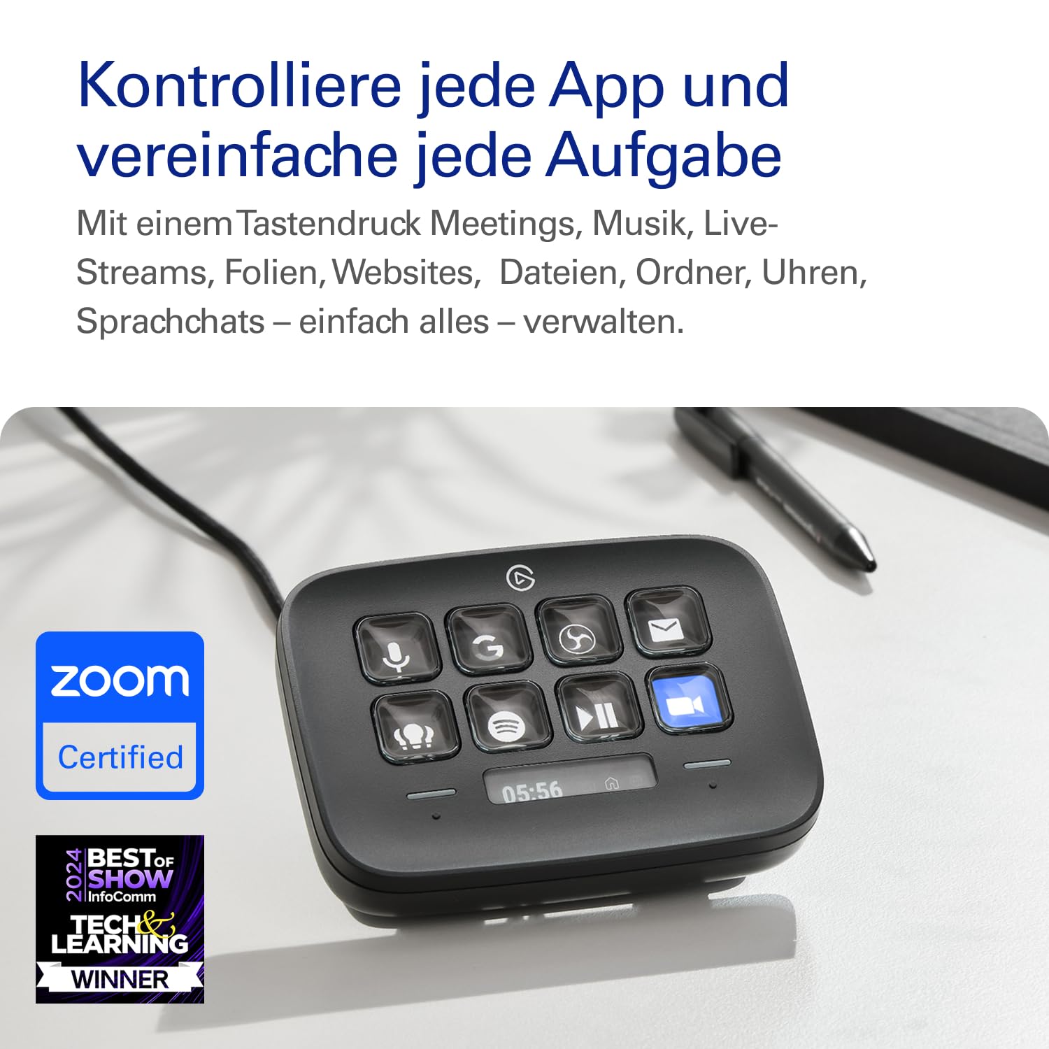Elgato Stream Deck Neo Black – 8 anpassbare Tasten, 2 Touch Points, rasante Tasks & Workflows – Steuern Sie Word, Excel, PowerPoint, Teams, Zoom, Spotify etc - Kompatibel mit Mac und PC 2