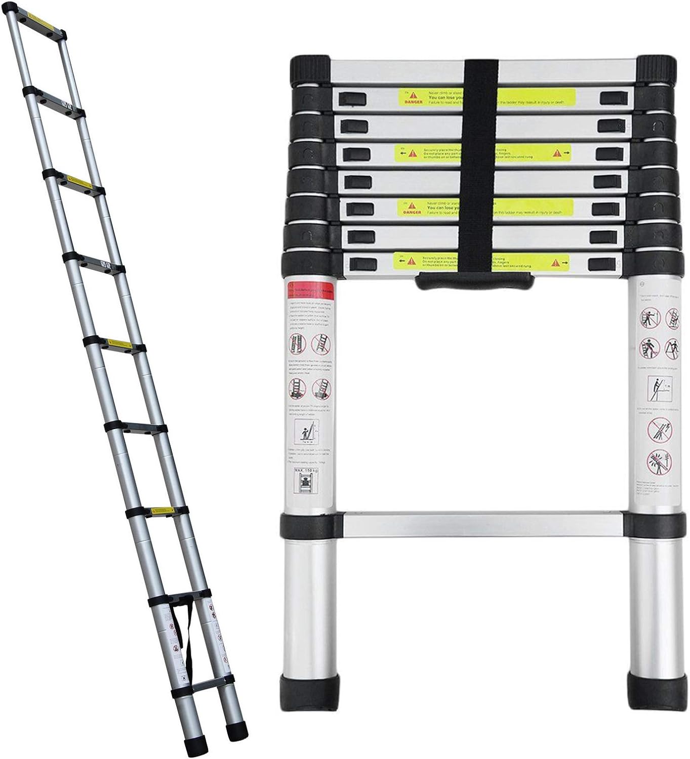 2.6M 8.5FT Retractable Ladders Telescopic MultiPurpose Aluminum