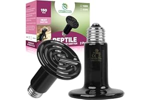 REPTI HOME Reptile Ceramic Heat Emitter, 150W Ceramic Heat Lamp Bulbs 2 Pack, Terrarium Heat Lamp for Amphibian, Pet Brooder 