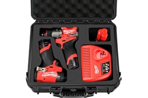 LOTOCASE Case for Milwaukee M12 Impact Driver & Drill Set - Waterproof Tool Box with Removable Modules for Milwaukee Fuel Tools Combo Kit, Tool Bag for Hammer Drill/Impact Driver/Battery/Charger (Case Only)